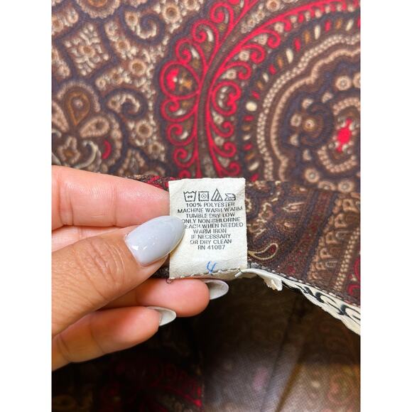 Vintage Briggs Size 8 Burgundy Brown Long Modest Skirt Back Zipper Paisley Print - Picture 8 of 8